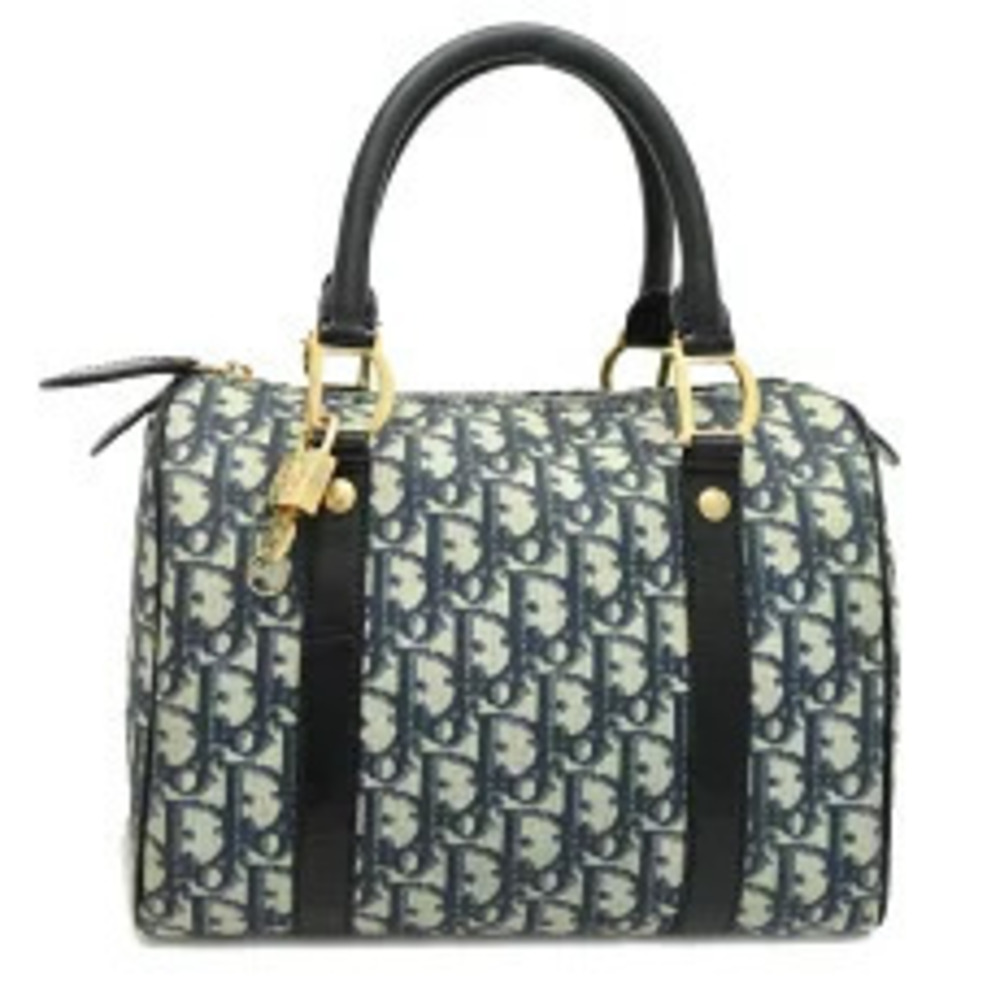 Christian Dior Trotter Boston Handbag Canvas Blue